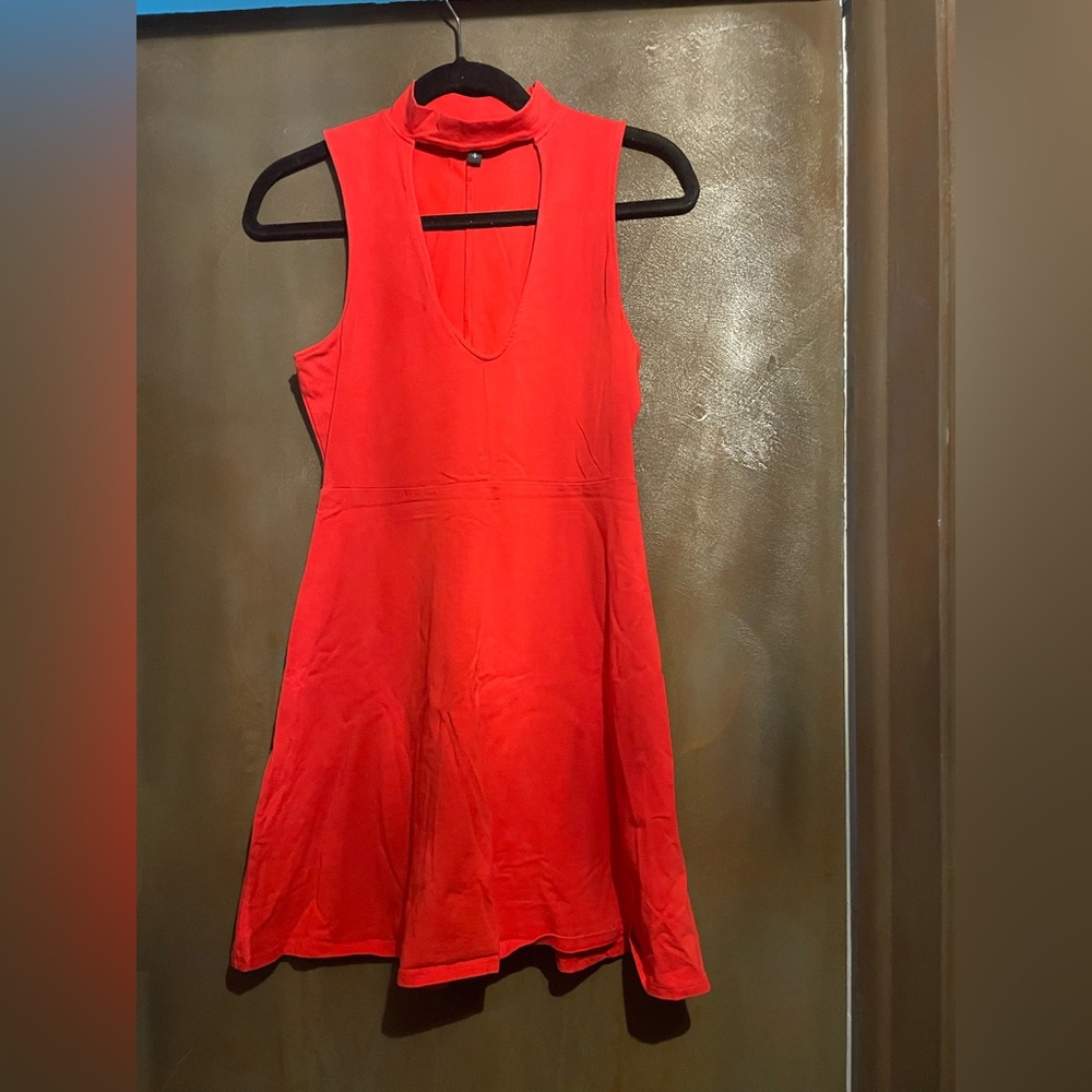 Express Bold Red sleeveless  Open Chest Dress